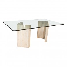 Fluted travertine dining table 